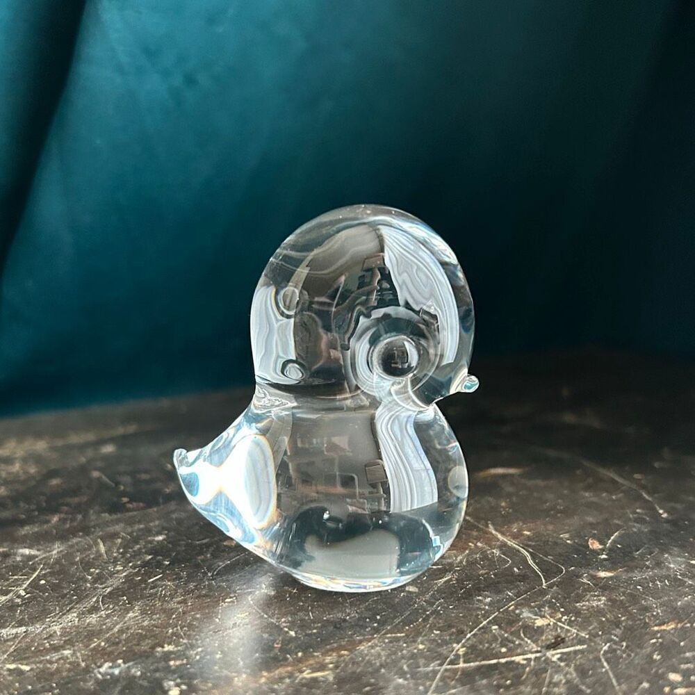 Vintage FM Konstglas Ronneby Swedish Clear Glass Bird Paperweight
